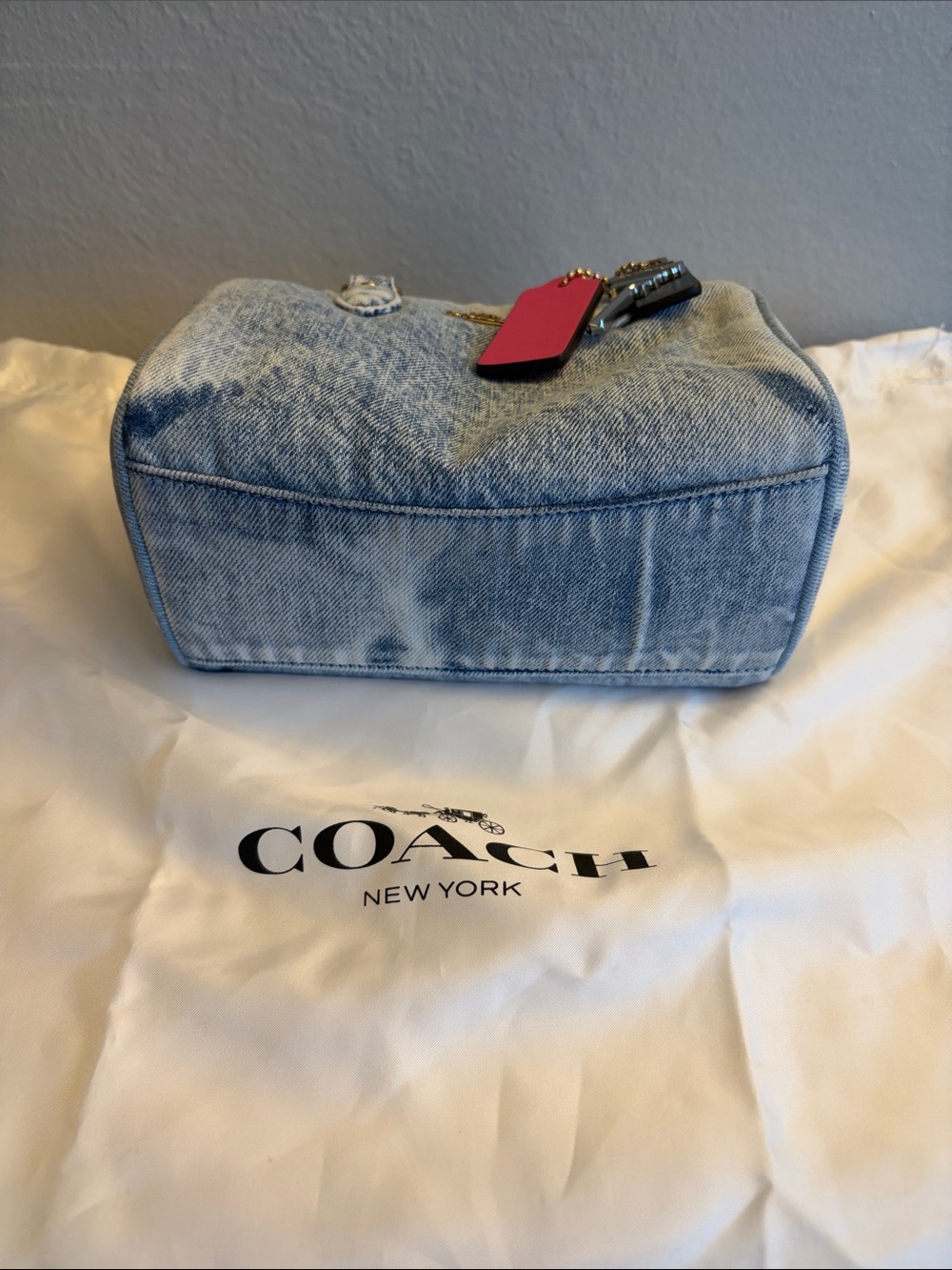 Coach Light Blue Denim Mini Satchel with Pink Tag - Picture 7 of 9